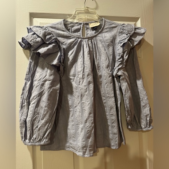 Universal thread long sleeve blue ruffle blouse - Picture 2 of 3